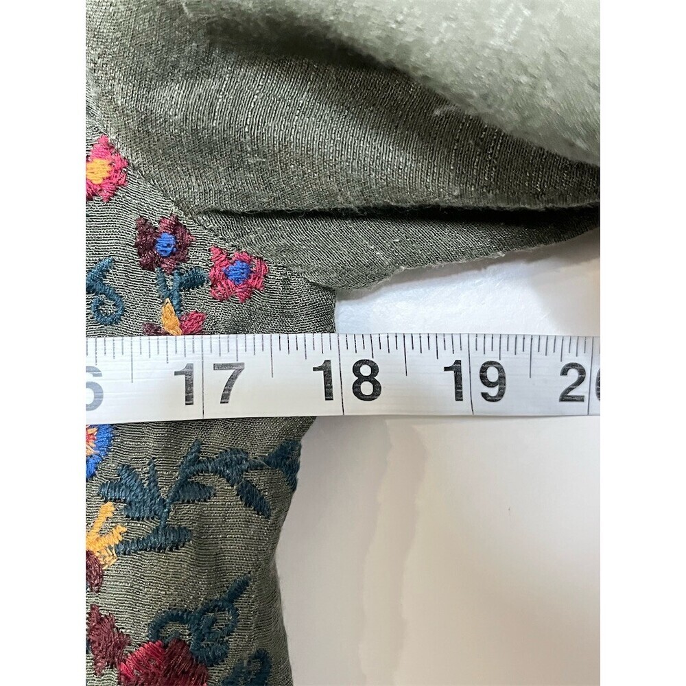 Altar'd State Dress Womens S Olive Green Boho Floral Embroidered Babydoll Tunic - Picture 8 of 11